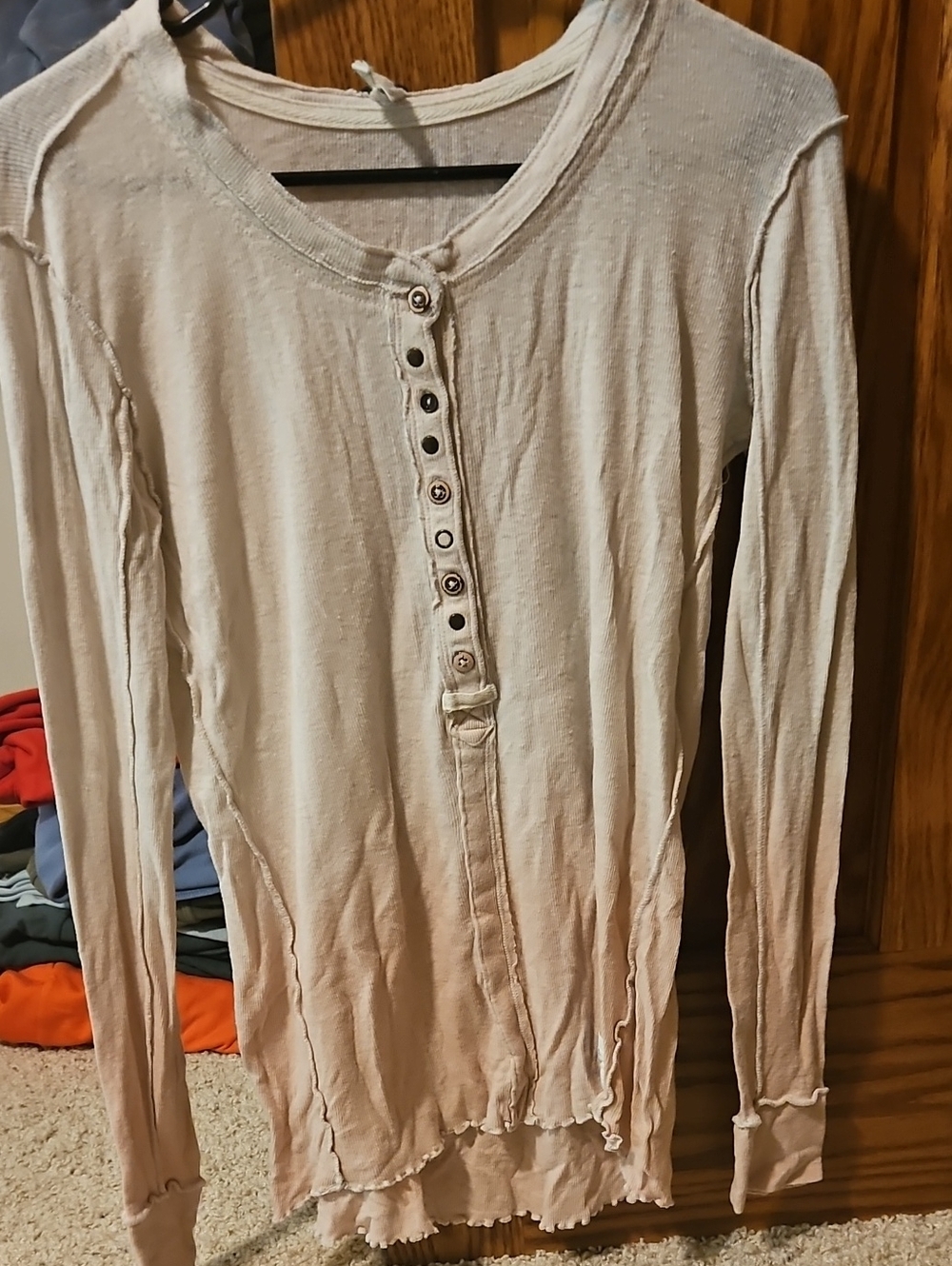 We The Free Long-Sleeve Henley Top in Light Cream